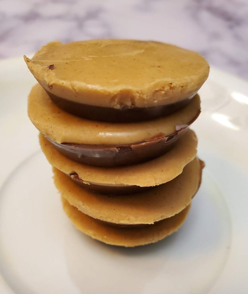 stacked chocolate and peanut butter cups