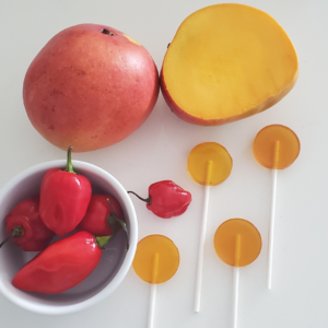 lollipops with mango and peppers