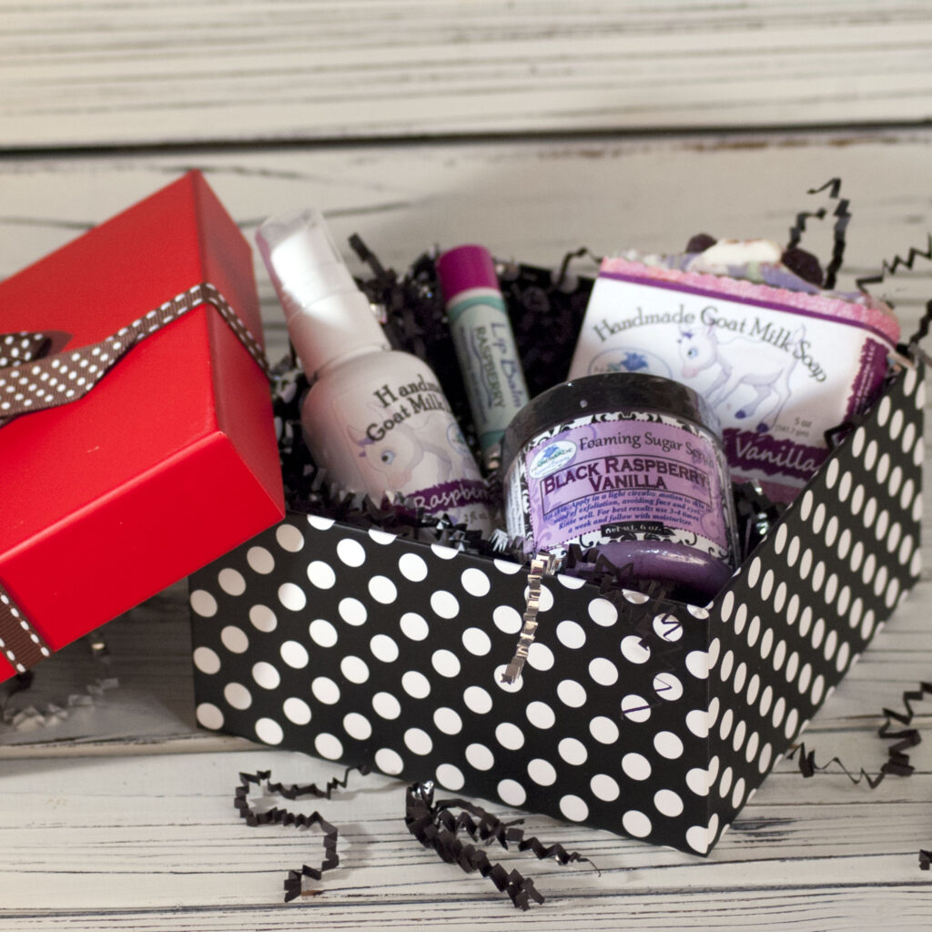 bath and body products in gift box
