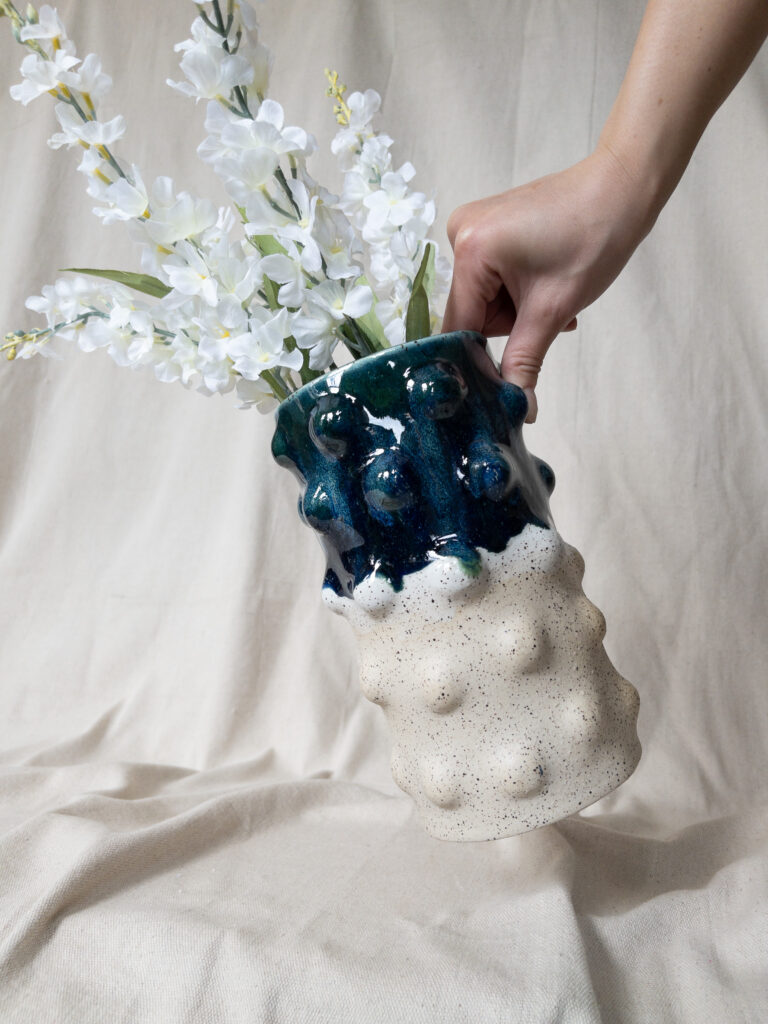 blue and white sculpted vase  on ultimate gift guide