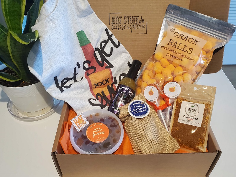 hot stuff box filled with spicy food items
