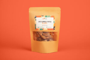 spicy almonds & pepitas brittle front of package